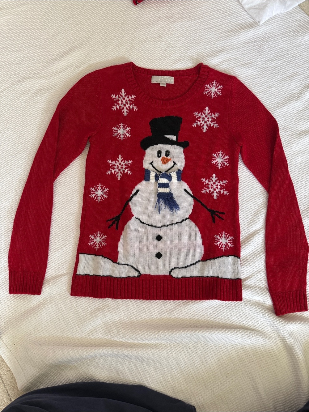 Carolyn Taylor Red Snowman Crewneck Sweater
